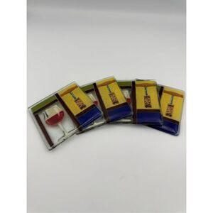 Peggy Karr Fused Art Glass Wine Signed Coaster Set of 4